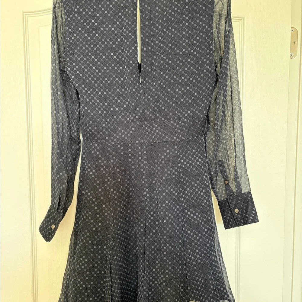 Club Monaco Navy Geometric Long Sleeve Dress - Picture 2 of 3